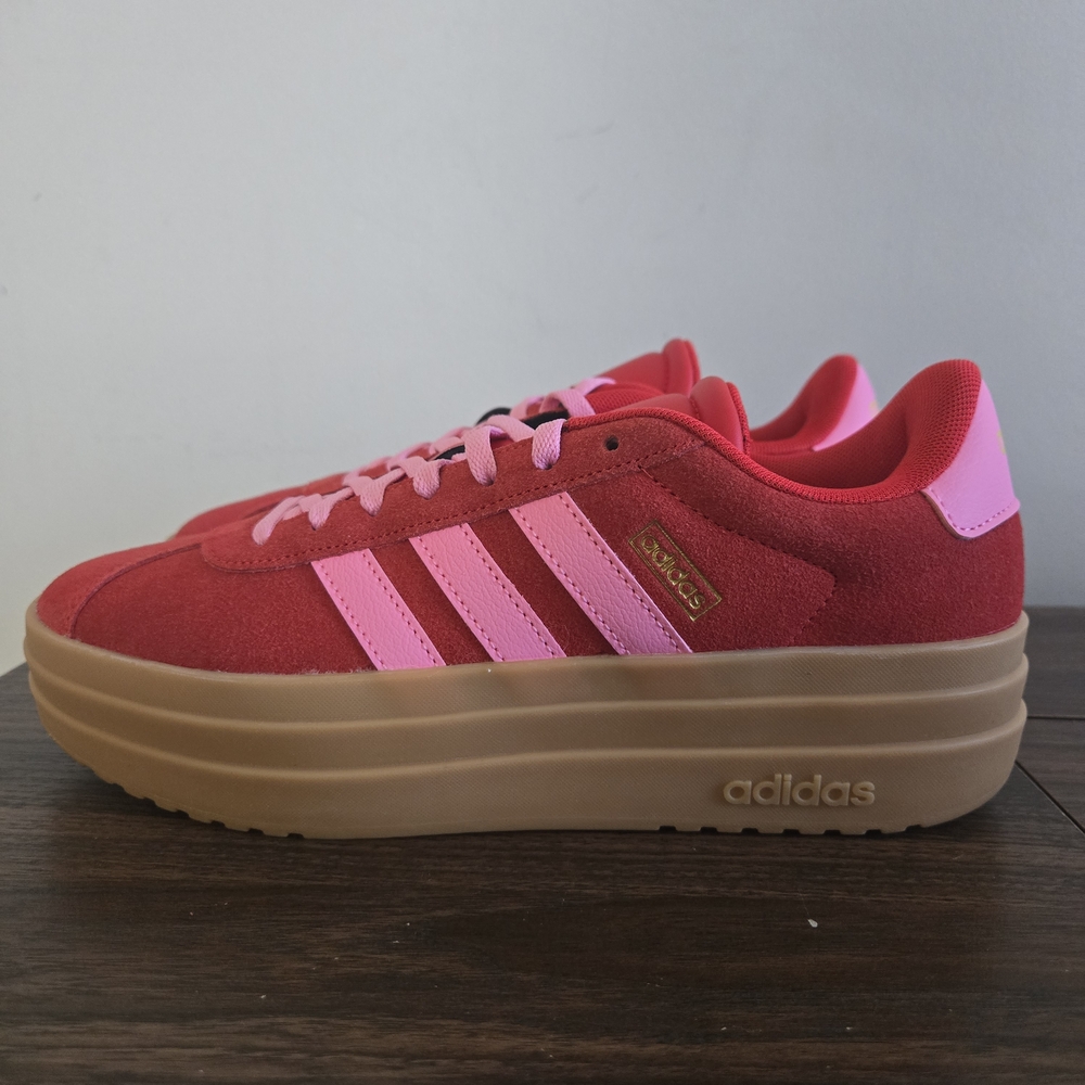 Adidas VL Court Bold Sneakers Kids Size 7 Red Pink Platform Shoes JQ1711 - Picture 8 of 12